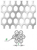 круглые отверстия по шестиугольнику, х/к, диаметр 8 мм, 1000×2000×1 мм