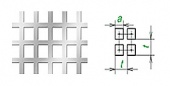 квадратные отверстия рядами, х/к, ячейки 10×10 мм, 1000×2000×1 мм