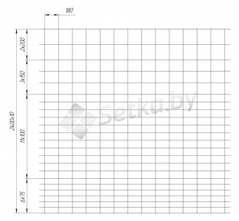 сетка шарнирная, высота 2400 мм, проволока 1,8 мм (6×75, 11×100, 3×150, 2×200)