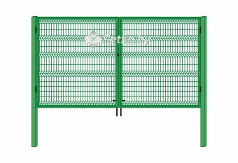 ворота распашные из 3d панелей оцинкованные с полимерным покрытием 2,43×4,03 м., пр.5 мм.