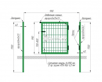 калитка из 3d панели оцинкованной с полимерным покрытием 1×1 м., пр.4 мм.