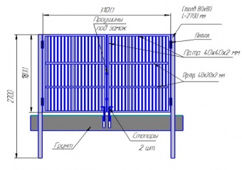 ворота мп  (металлопрофиль) оцинковаанные в комплекте со столбами, 3,10×1,8 м