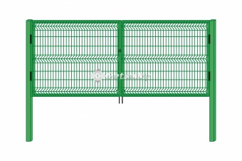 ворота из 3d панелей оцинкованные с полимерным покрытием распашные 2,43×4,03 м., пр.4 мм.