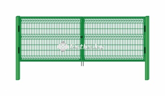 ворота распашные из 3d панелей оцинкованные с полимерным покрытием 1,60×4,03 м., пр.5 мм.